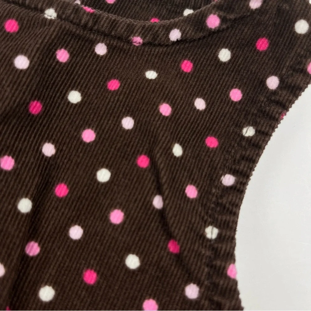Gymboree Sleeveless Brown Polka Dot Corduroy Romper Size 6-12 M